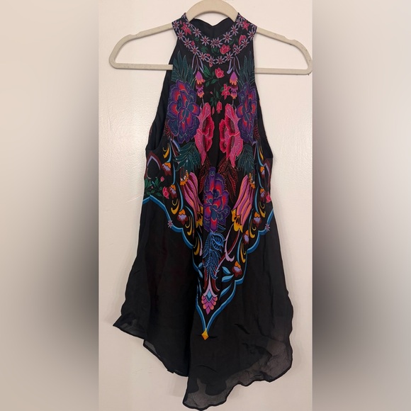 Johnny Was Jade Devi Halter Floral Blouse Black Size Medium - Picture 3 of 8